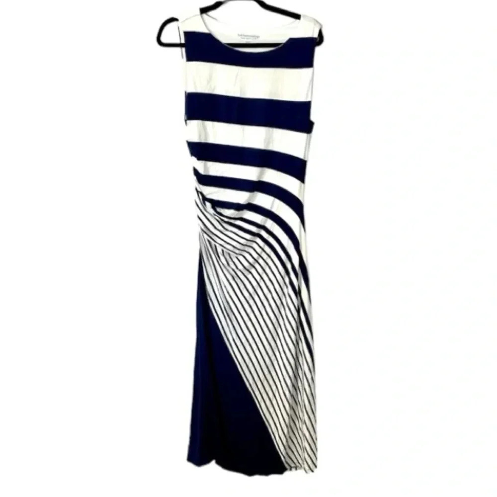 Soft Surroundings Vela Infinity Dress Blue & White Stripe Sleeveless Size M GUC